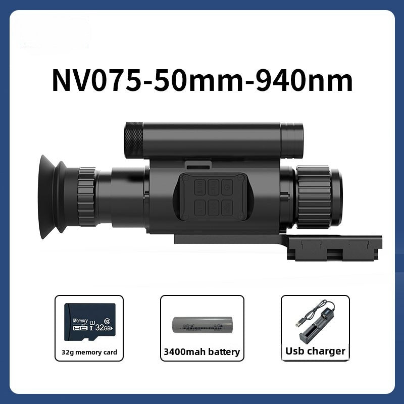 NV075 Night Vision Hunting Scope Goggles Monocular 200-400M Infrared Camera Support Photo & Video,50mm Lens,Metal Body