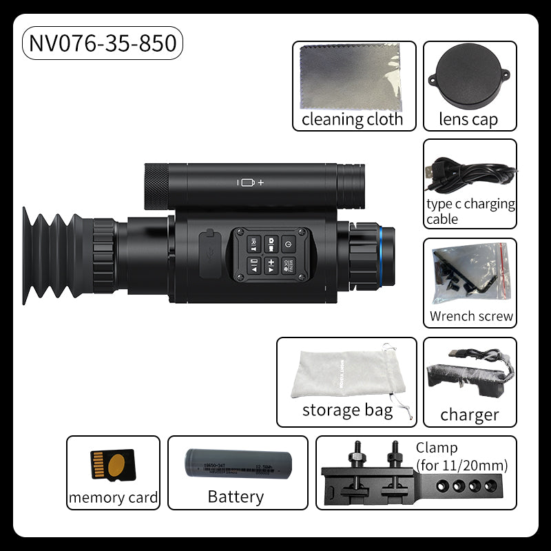 NV076 monocular night vision device 1000m laser ranging 450m night vision range WIFI ballistic calculation 35mm