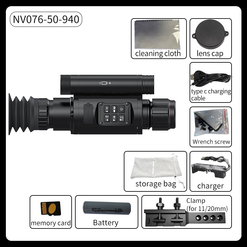 NV076 monocular night vision device 1000m laser ranging 450m night vision range WIFI ballistic calculation 50mm