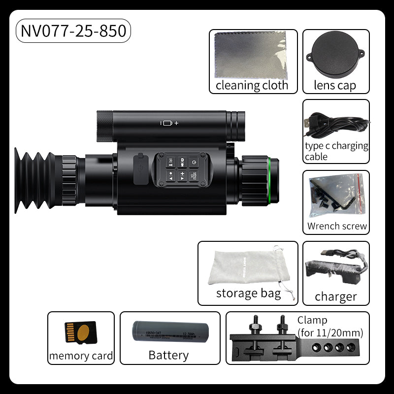 NV077 monocular night vision device 450m night vision range WIFI PIP Leaser Dot 25mm Lens