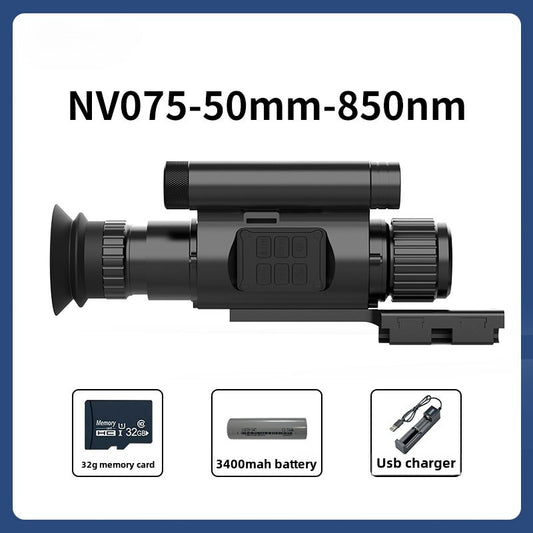 NV075 Night Vision Hunting Scope Goggles Monocular 200-400M Infrared Camera Support Photo & Video,50mm Lens,Metal Body