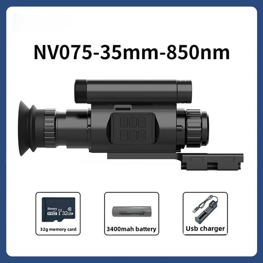 NV075 Night Vision Hunting Scope Goggles Monocular 200-400M Infrared Camera Support Photo & Video,35mm Lens,Metal Body