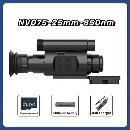 NV075 Night Vision Hunting Scope Goggles Monocular 200-400M Infrared Camera Support Photo & Video,25mm Lens,Metal Body