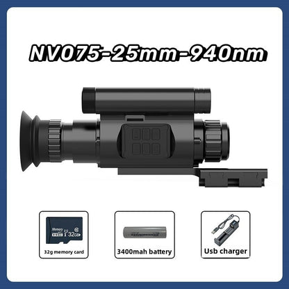 NV075 Night Vision Hunting Scope Goggles Monocular 200-400M Infrared Camera Support Photo & Video,25mm Lens,Metal Body