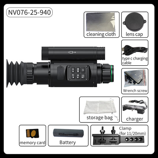 NV076 monocular night vision 1000m laser ranging 450m night vision range WIFI ballistic calculation 25mm