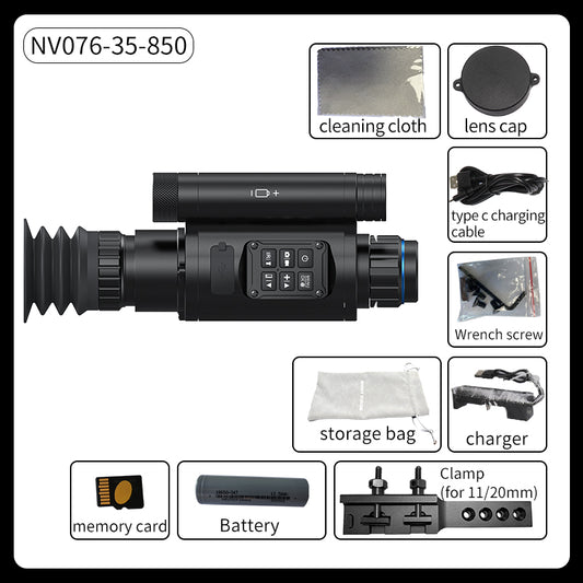 NV076 monocular night vision device 1000m laser ranging 450m night vision range WIFI ballistic calculation 35mm